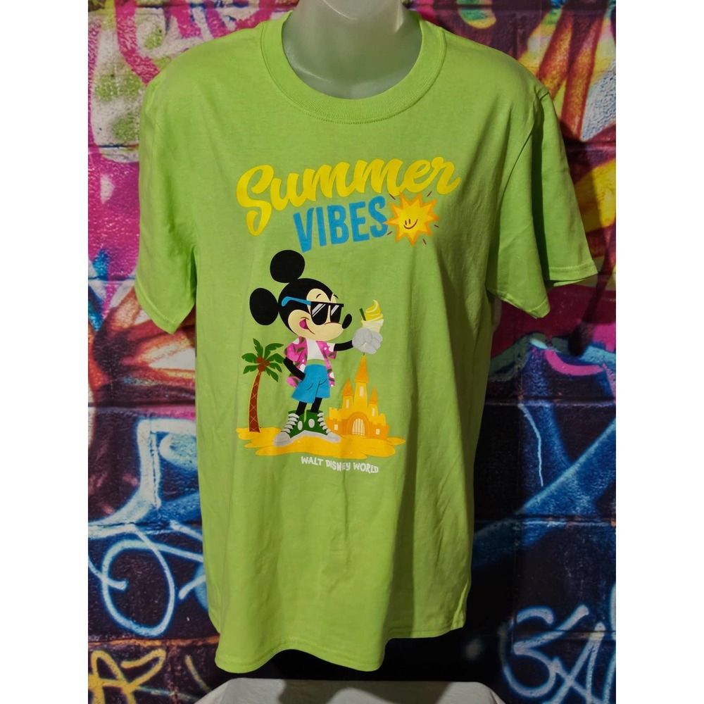 Disney Lime Green 'Summer Vibes' Mickey Mouse Tee